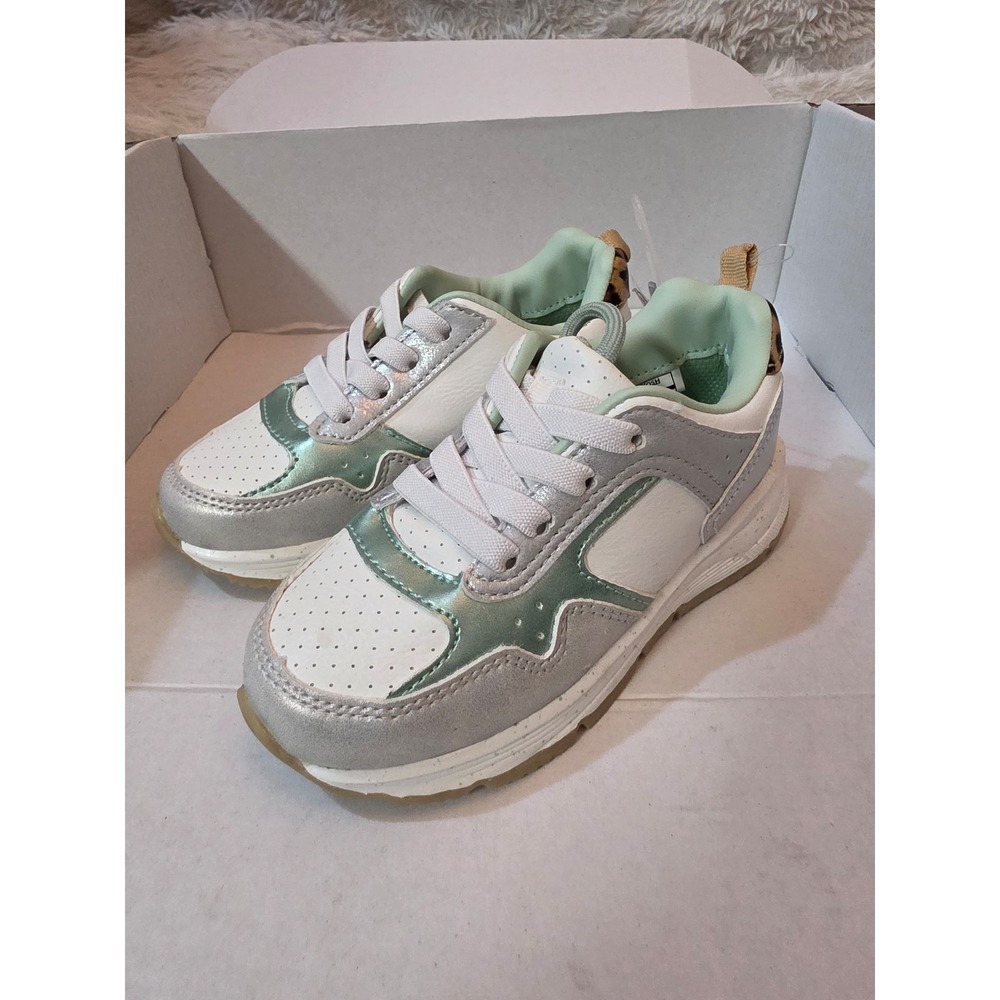 NWT OshKosh B'gosh Ezra-G Toddler Girls Sneakers - Silver Mint Metallic Size 10
